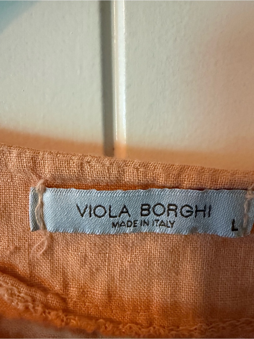 Viola Borghi Peach Linen Ruffle-Sleeve Tunic Made in Italy - Picture 3 of 4